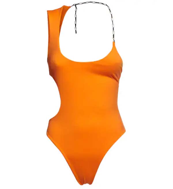 Matte one piece swimsuit w/ chain, The Attico